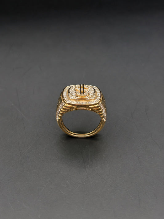 10k Gold Dollar Sign Ring with Natural Diamonds