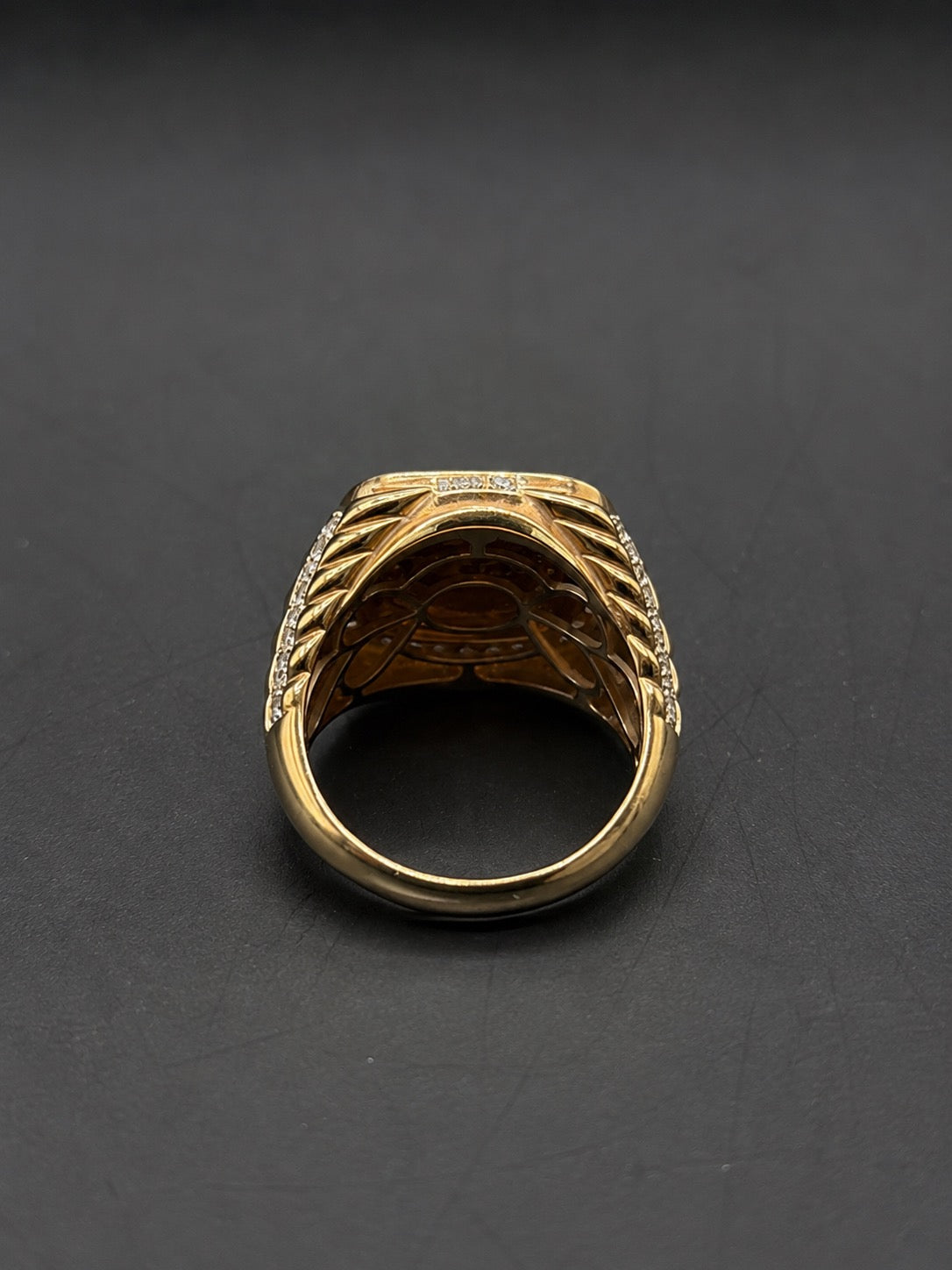 10k Gold Dollar Sign Ring with Natural Diamonds