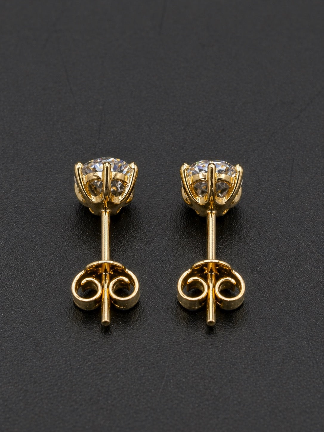 14k Gold Round CZ Studs (light) 5mm