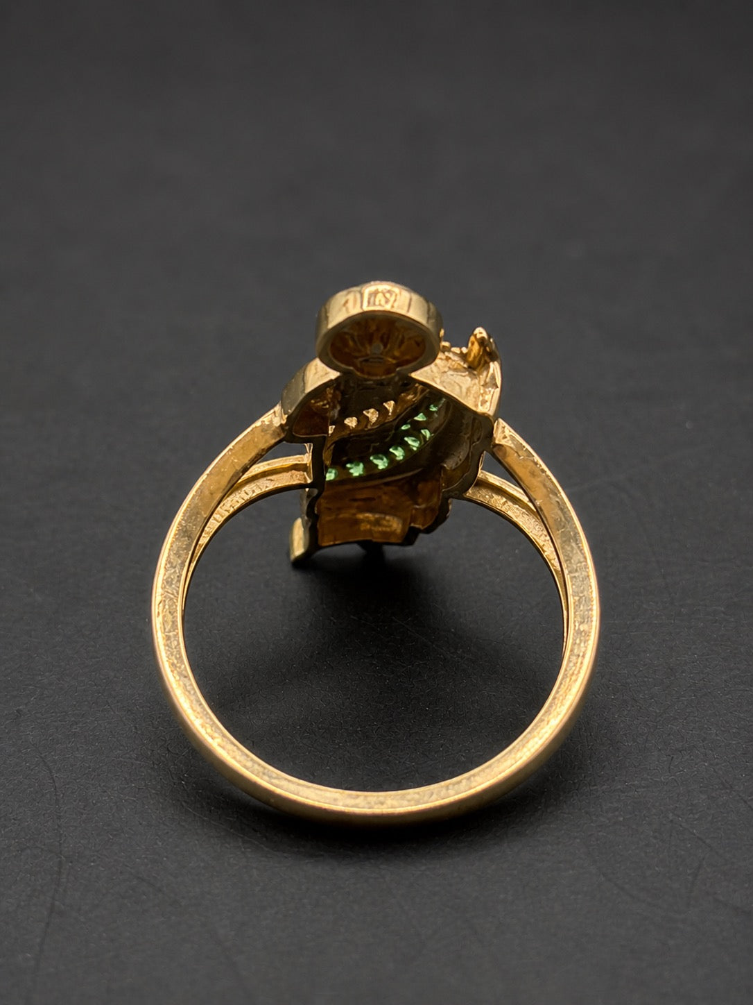 10k Gold San Judas Ring with White and Green CZ