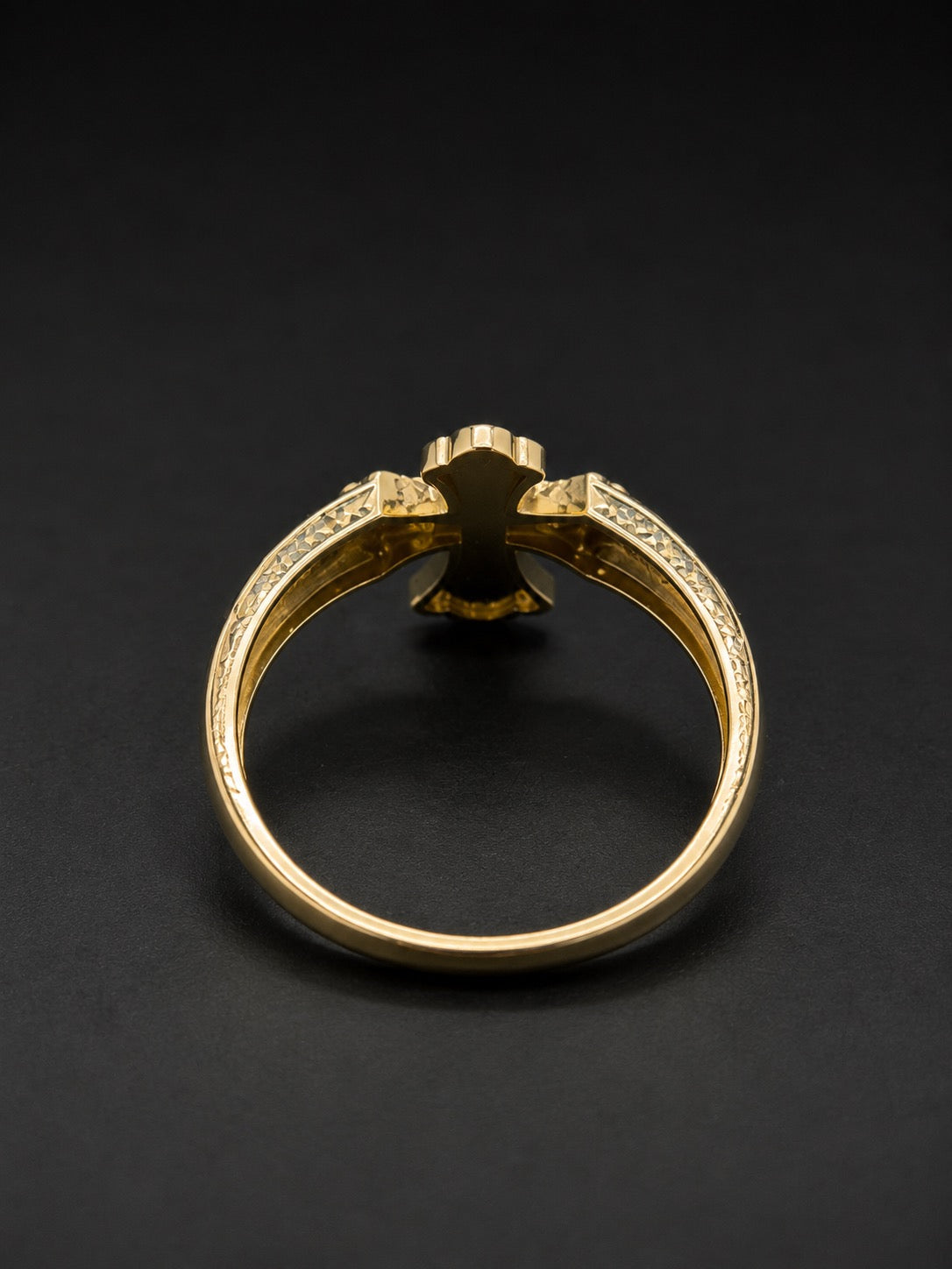 10k Gold Diamond Cut Cross and Nugget Ring (Small)