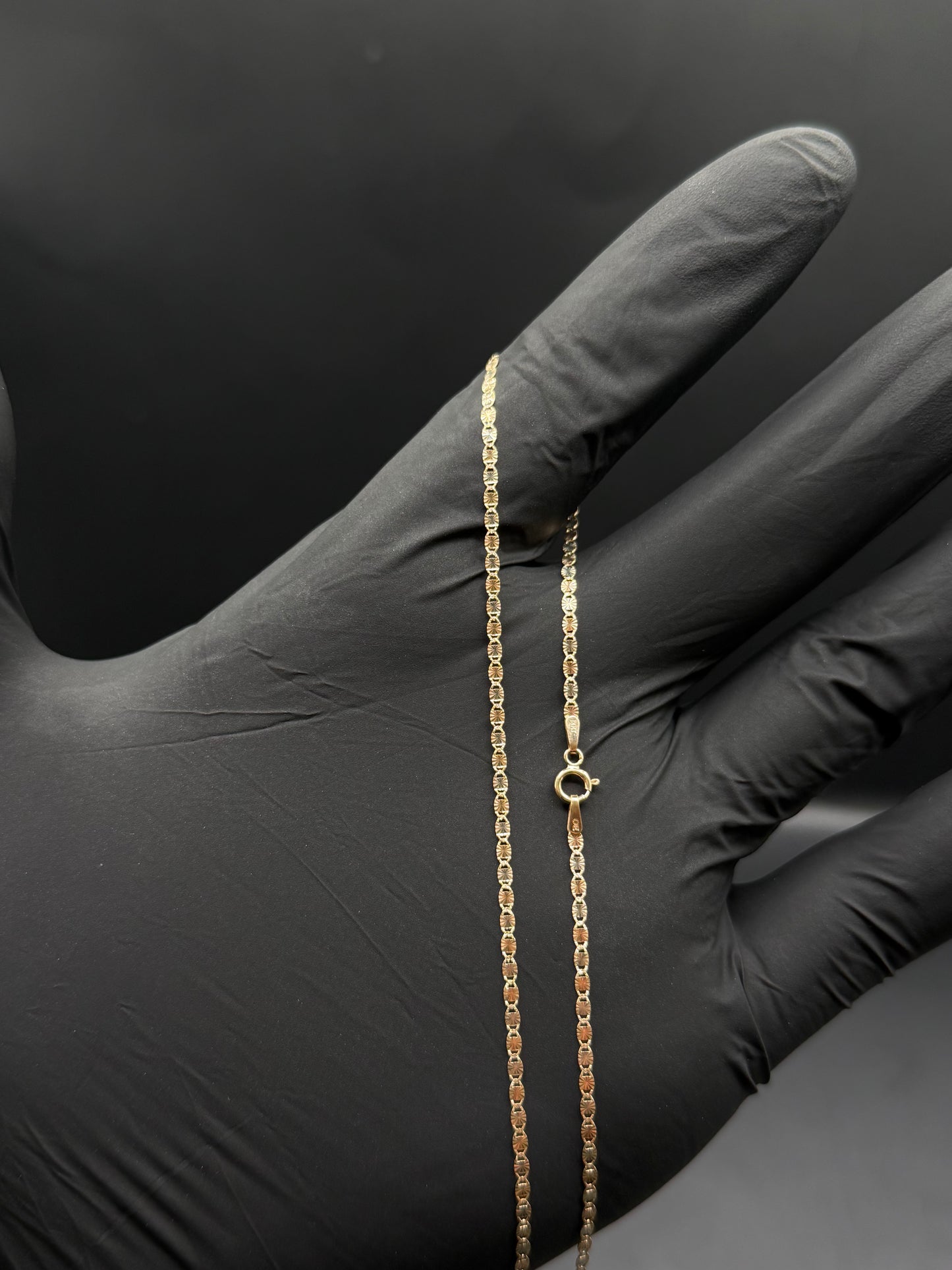 14k Gold 3-Color Valentino Necklace 2mm