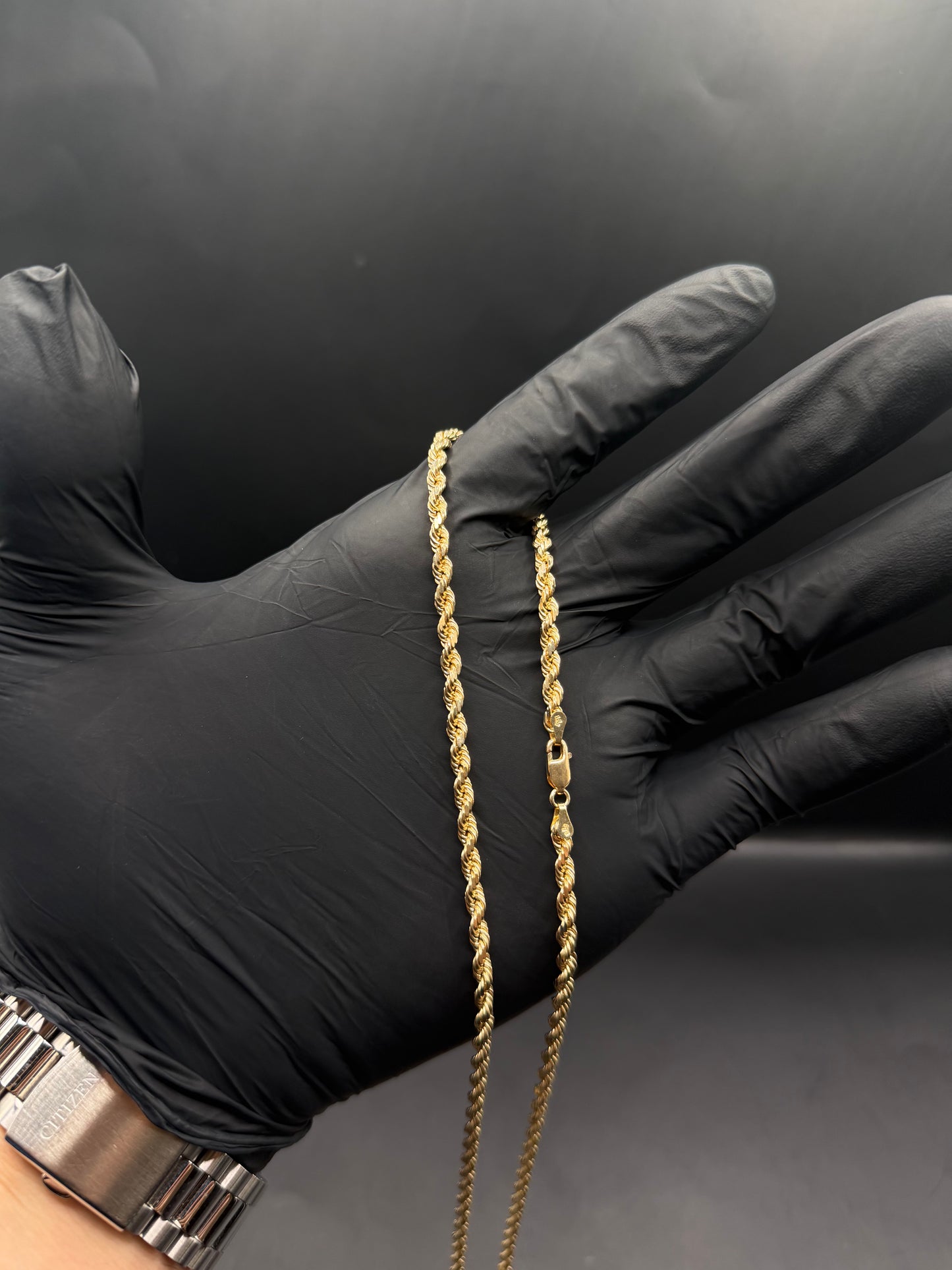 10k Gold Solid Rope Necklace (3.5mm)