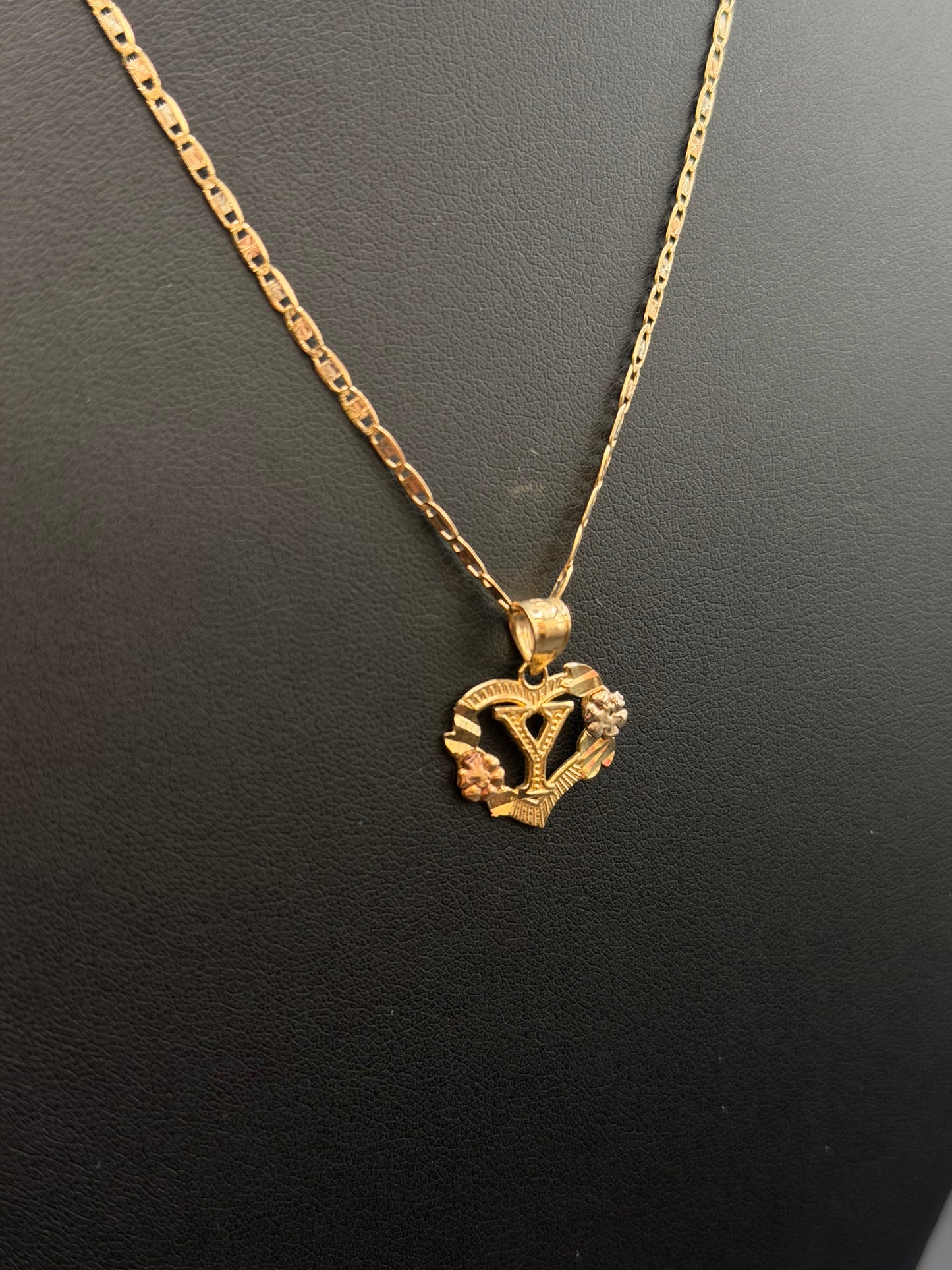10k Gold Y Initial Pendant with Valentino Necklace Set