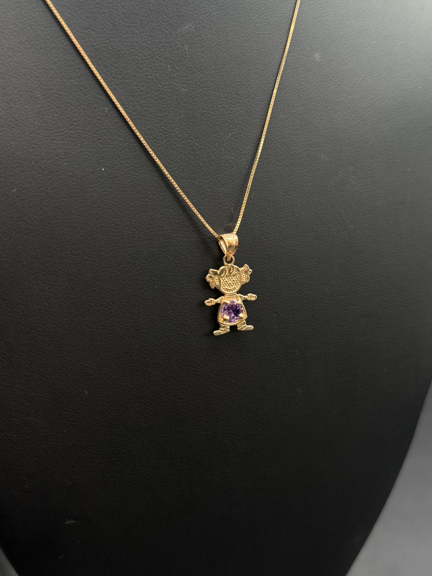 10k Gold Girl Pendant with 18" Box Necklace Set