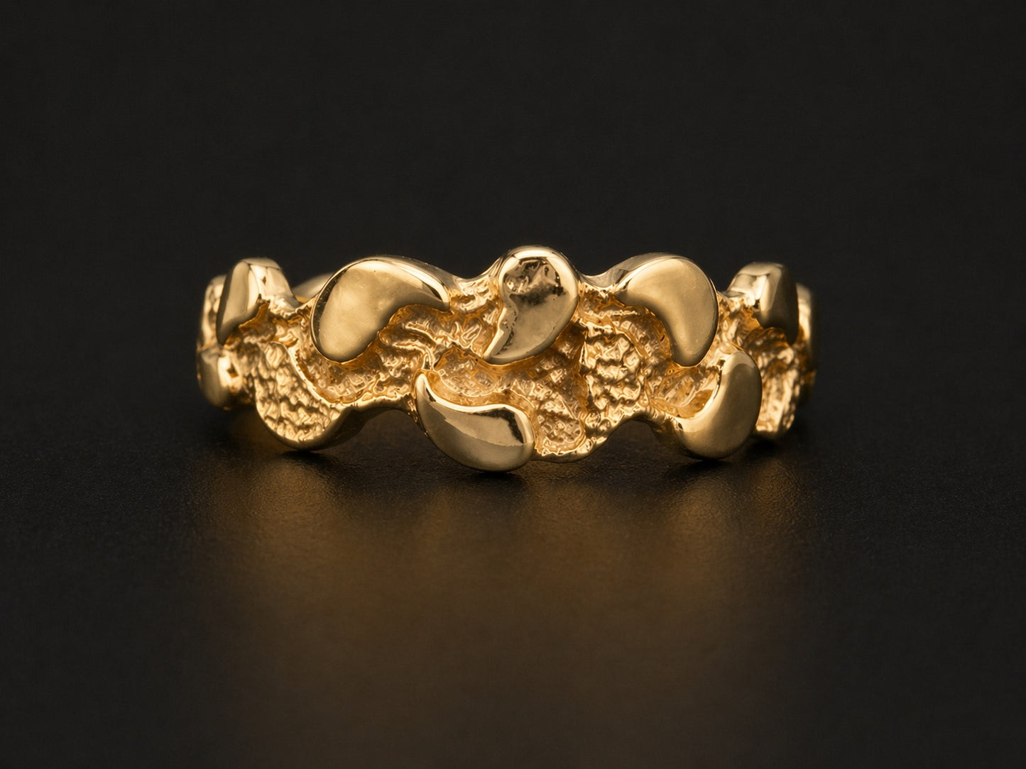 14k Gold Thin Men's Nugget Ring