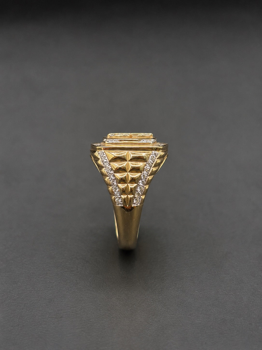 10k Gold Dollar Sign Ring with Natural Diamonds
