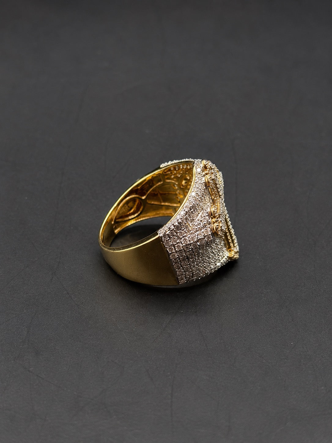 10k Gold Cross Ring with Natural Diamonds