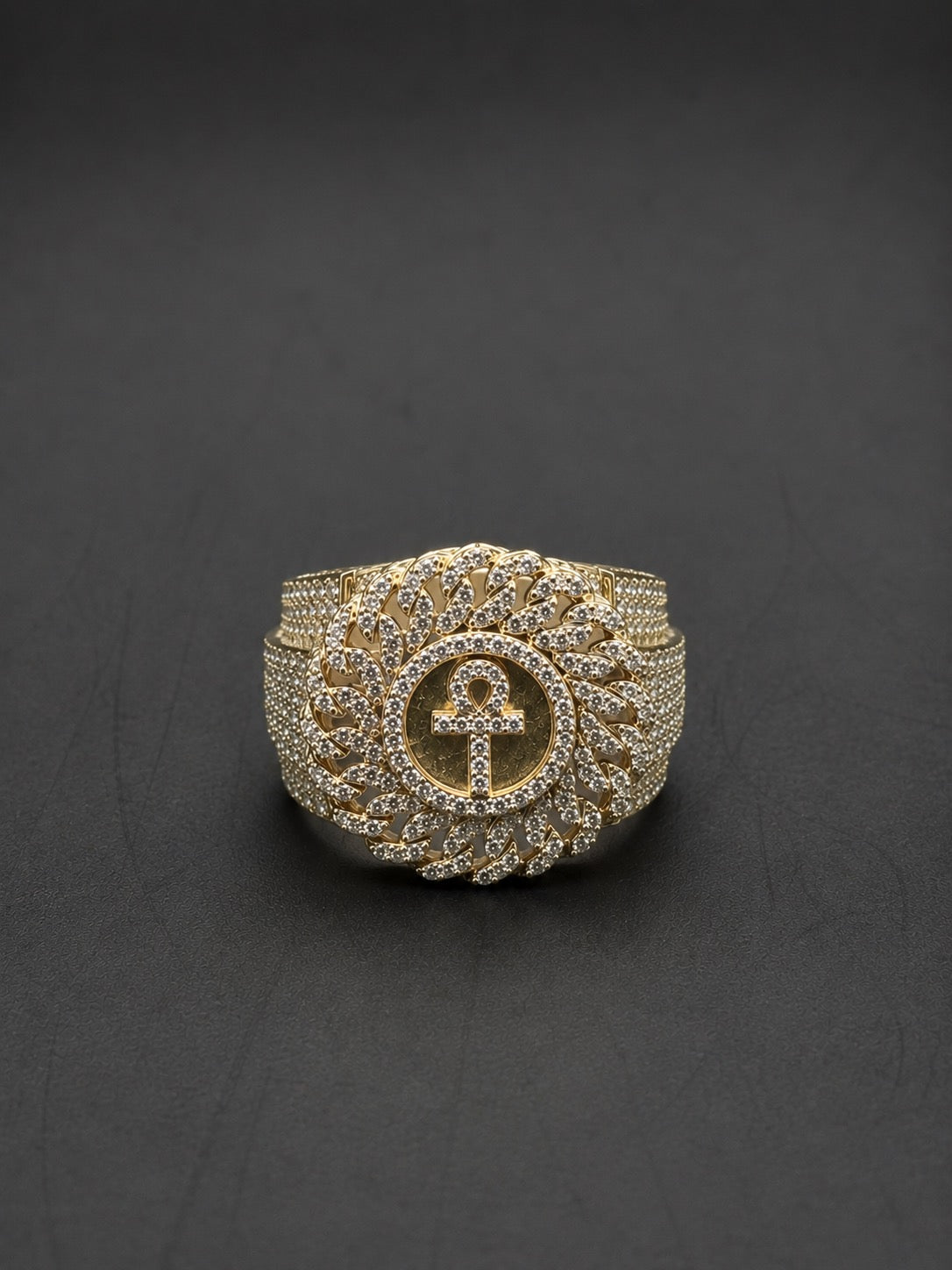 10k Gold Cross Ring with Natural Diamonds