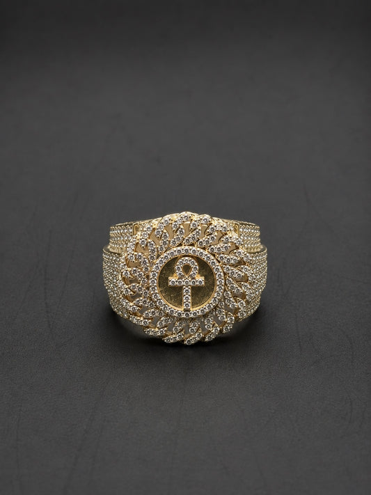 10k Gold Cross Ring with Natural Diamonds