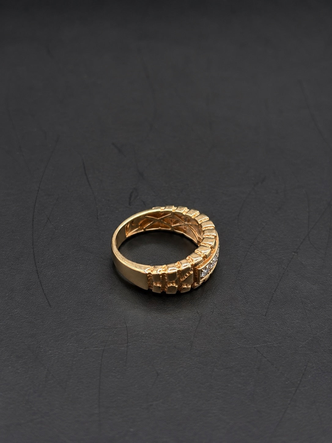 10k Gold Nugget Ring with Natural Diamonds