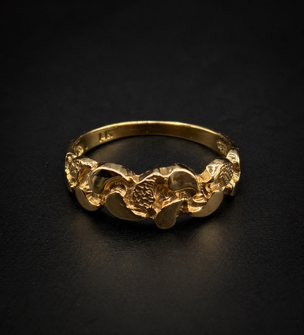 14k Gold Thin Men's Nugget Ring