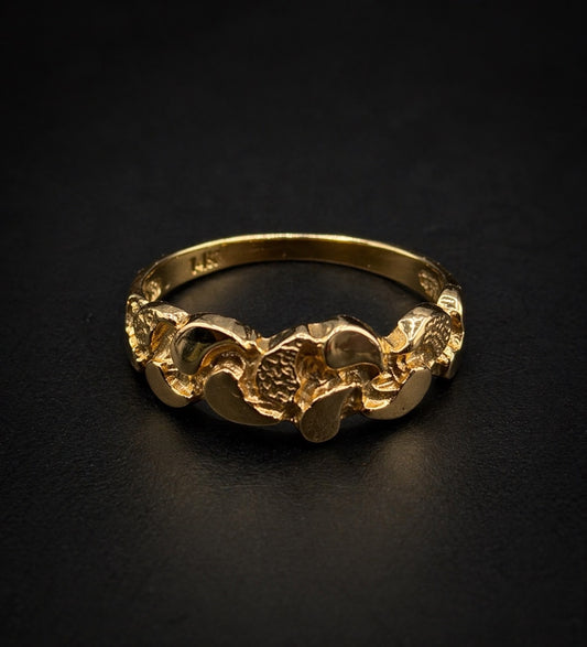 14k Gold Thin Men's Nugget Ring