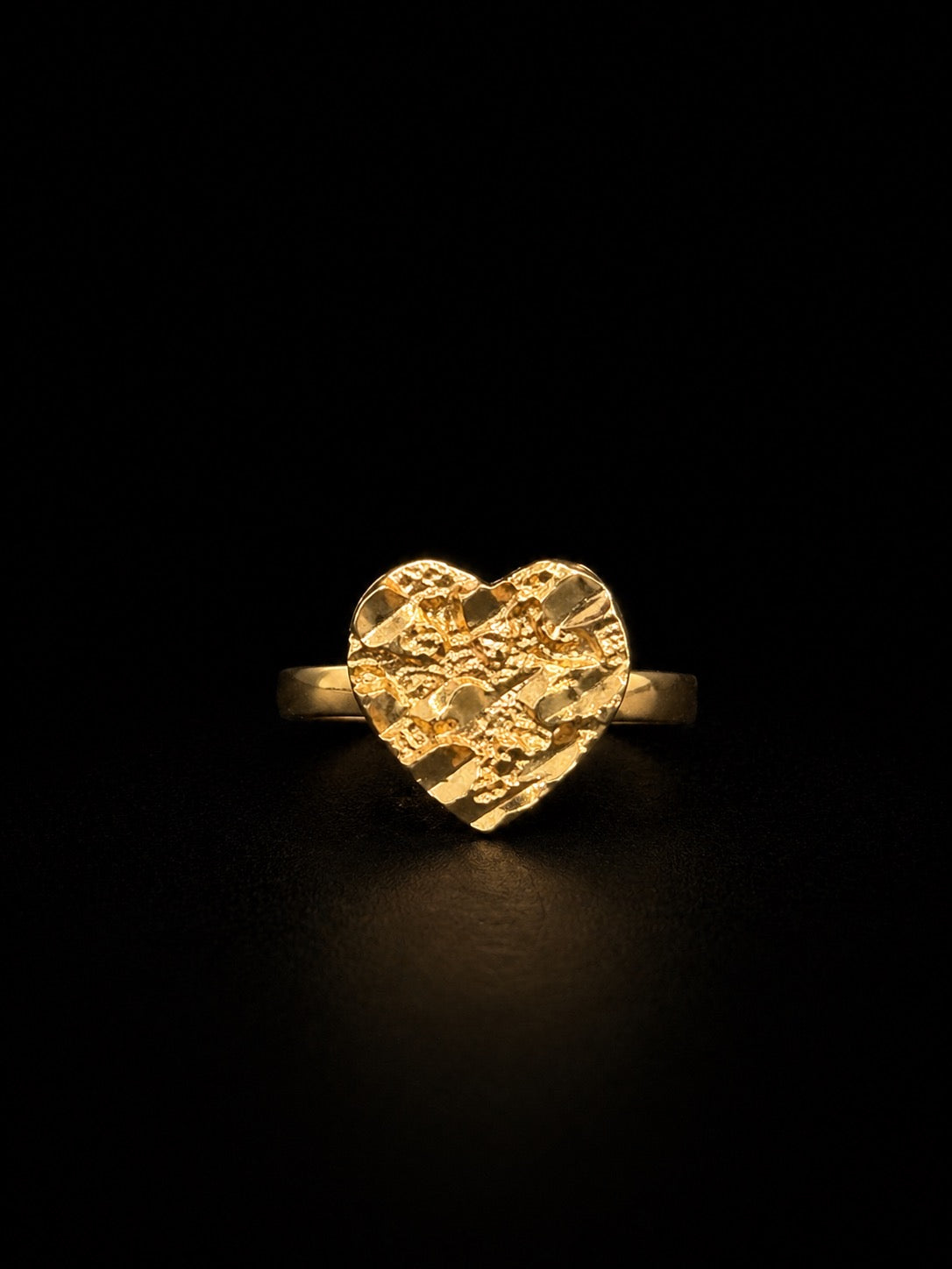 10k Gold Flat Heart Nugget Ring