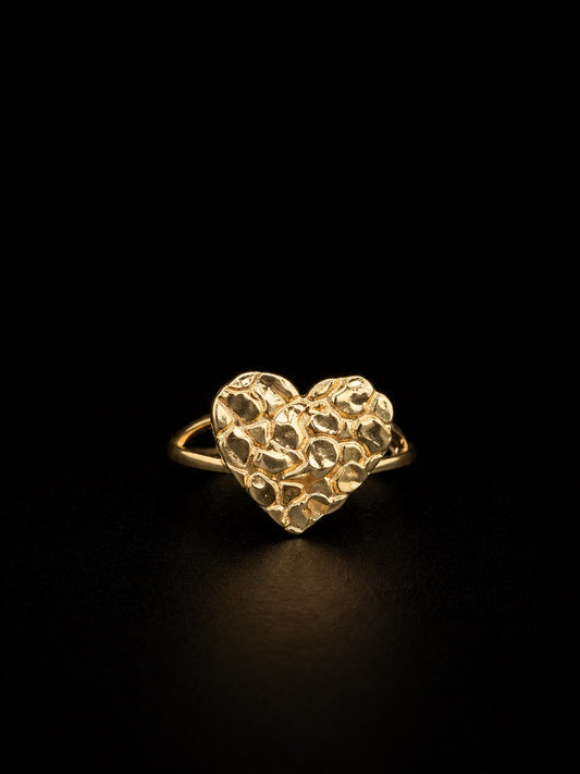10k Gold Large Heart Nugget Ring