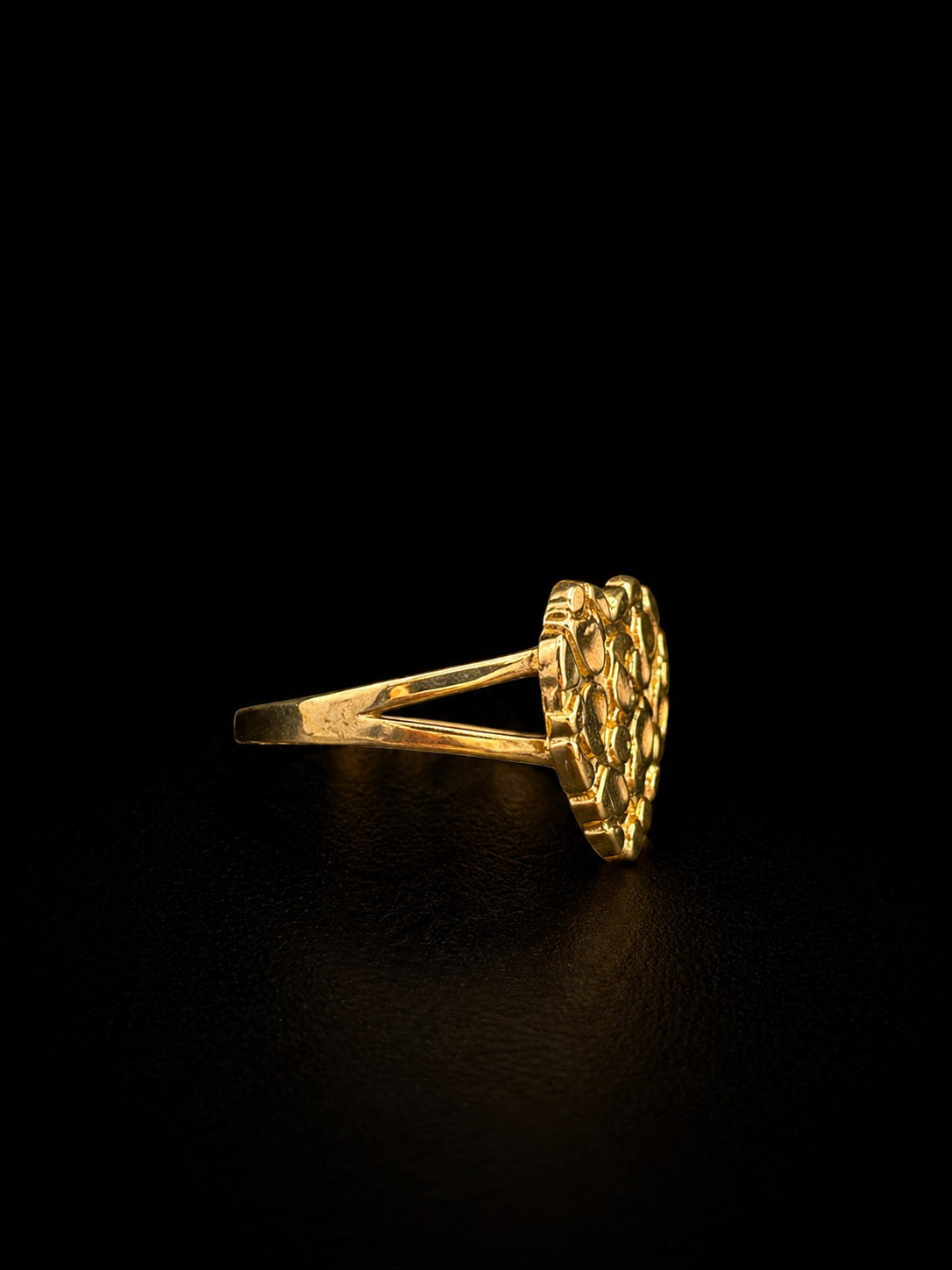 10k Gold Large Heart Nugget Ring