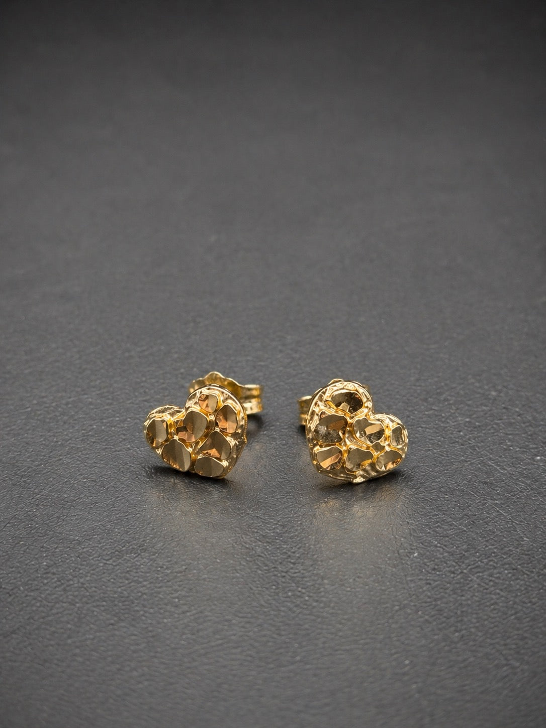14k Gold Small Heart Nugget Earrings