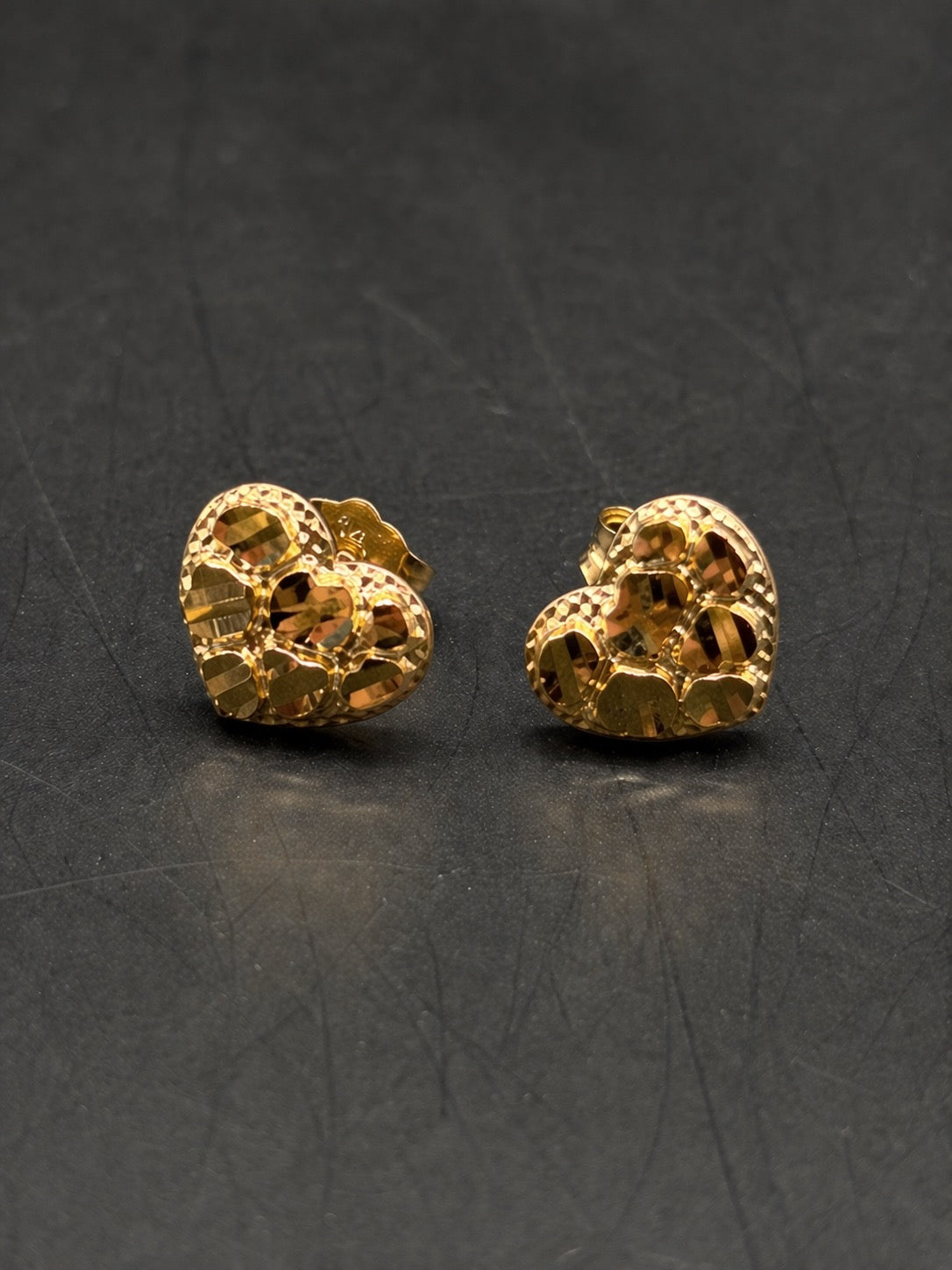 14k Gold Medium Heart Nugget Earrings