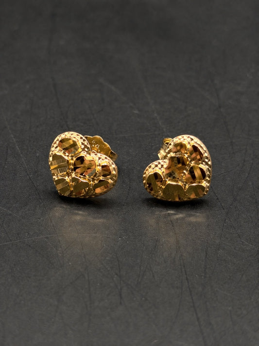 14k Gold Medium Heart Nugget Earrings