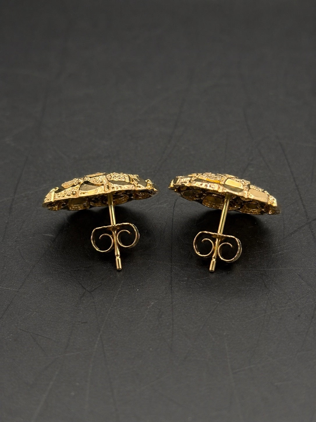 14k Gold Large Round Nugget Earrings