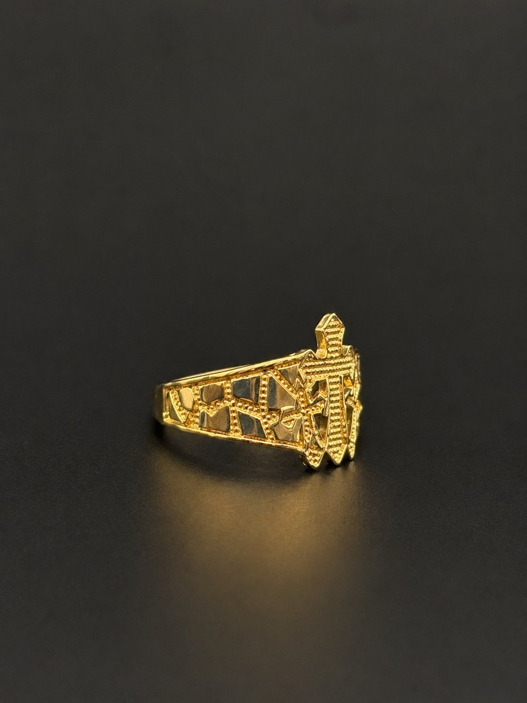 10k Gold Three Cross Nugget Ring
