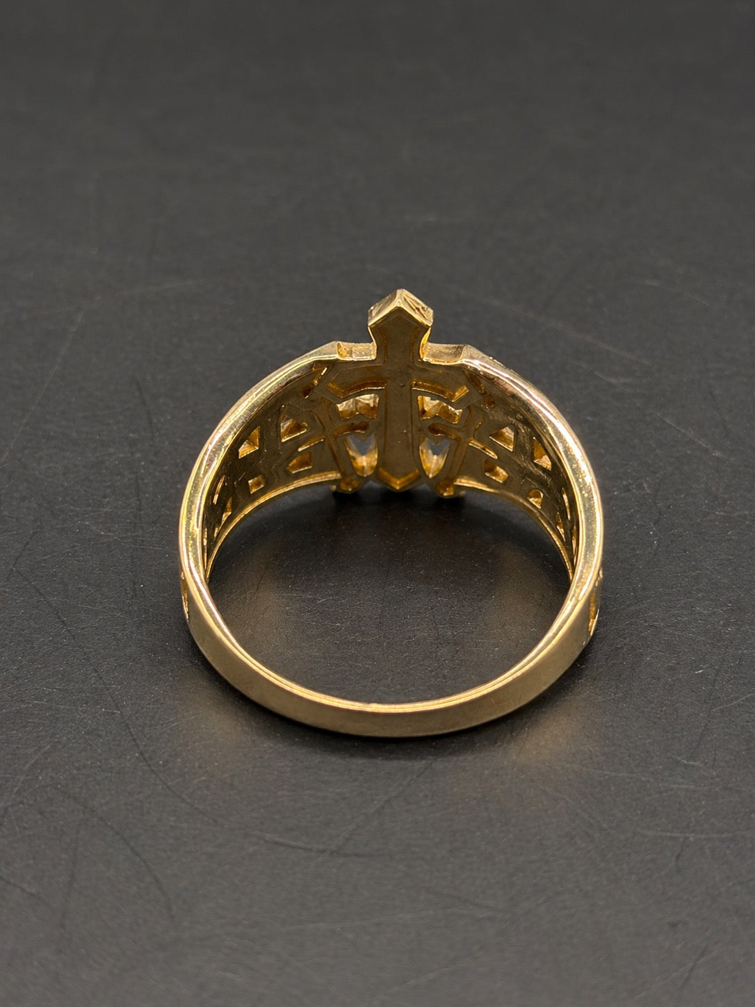 10k Gold Three Cross Nugget Ring