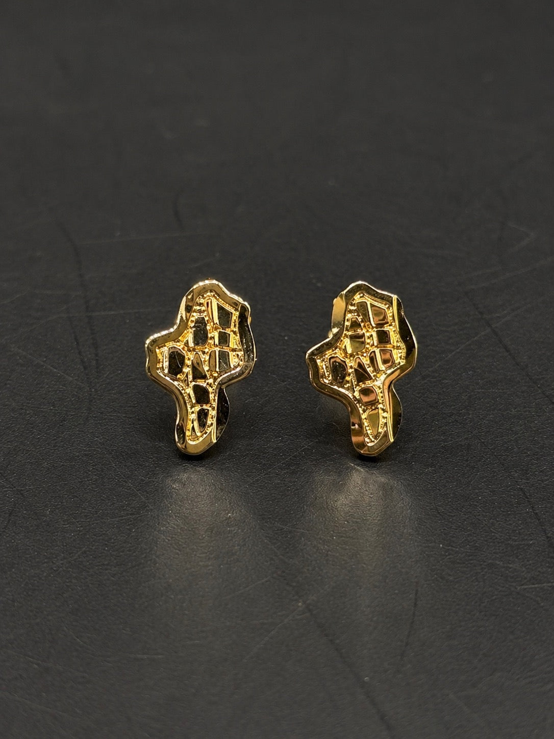 10k Gold Small Africa Nugget Earrings