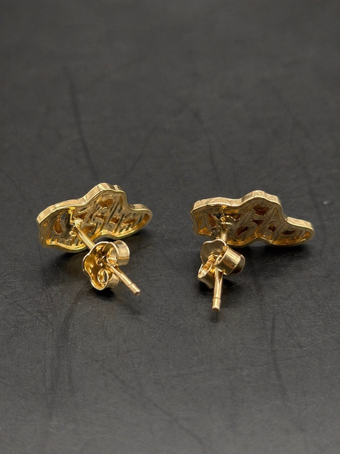 10k Gold Small Africa Nugget Earrings