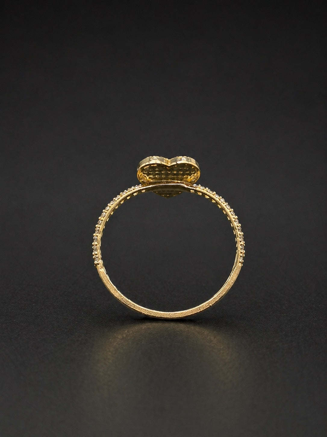 10k Gold Heart Ring with CZ on Band