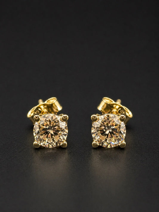 14k Gold Round CZ Studs (6mm)