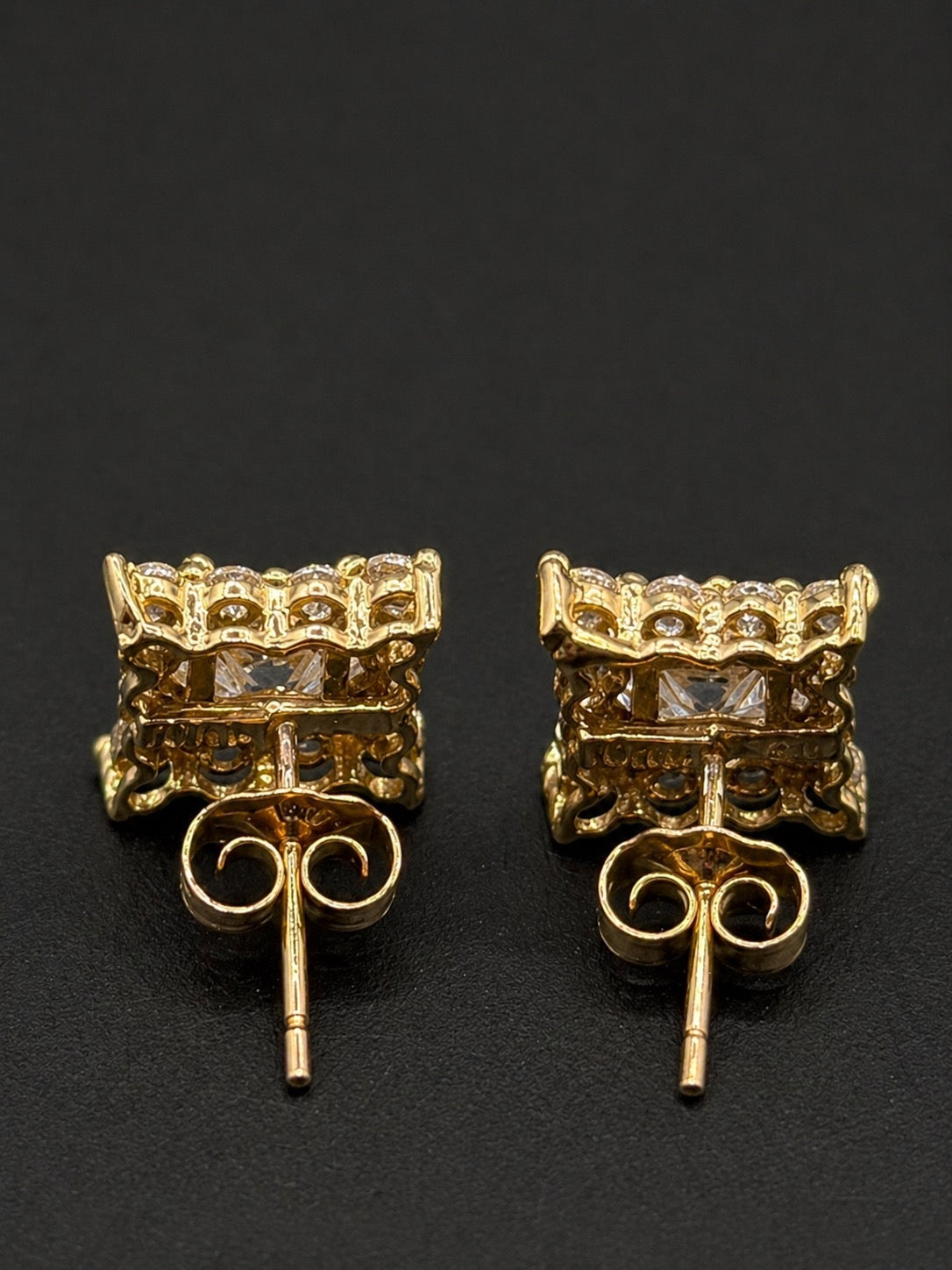 10k Gold Square Studs with CZ (9mm)
