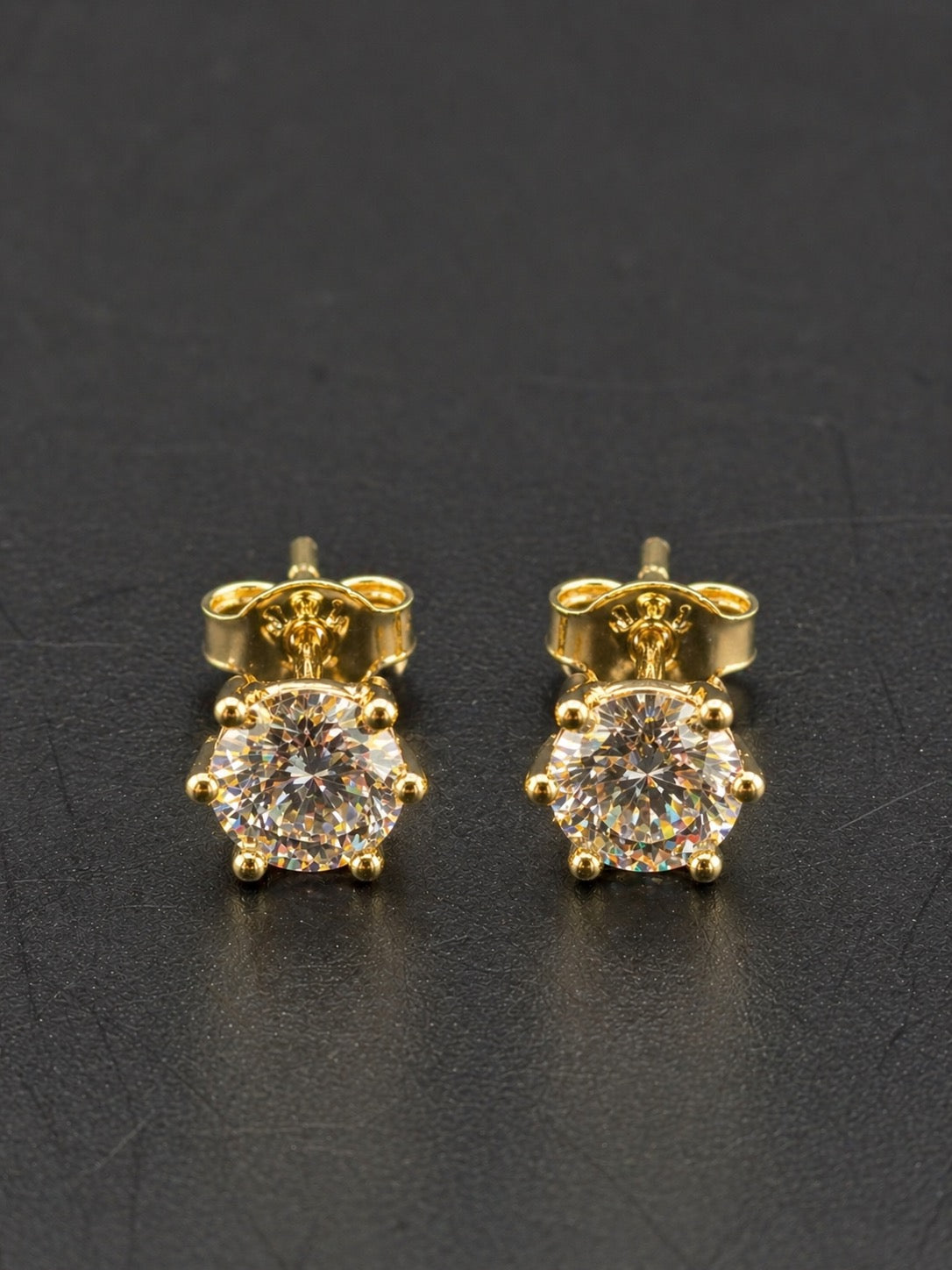 14k Gold Round CZ Studs 5mm