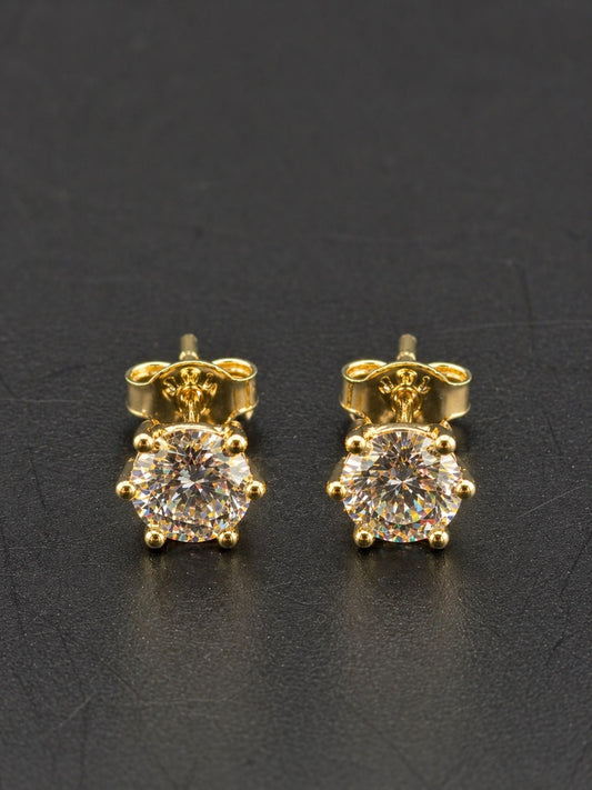 14k Gold Round CZ Studs 5mm