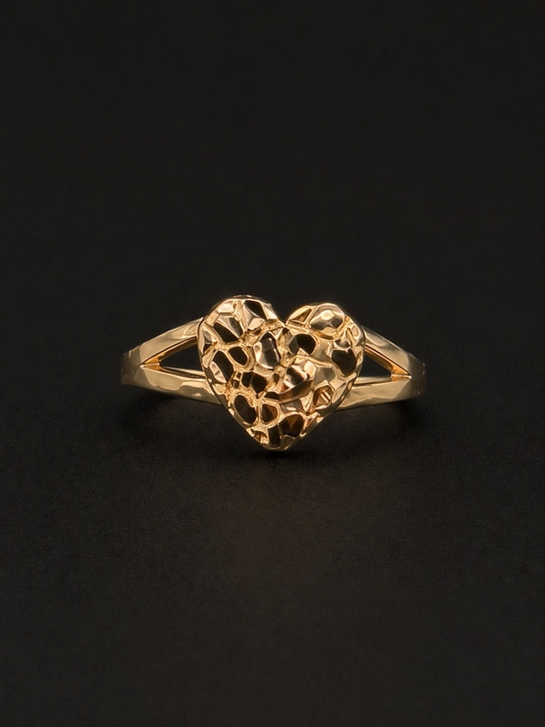 14k Gold Small Heart Nugget Ring