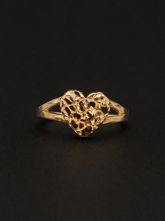 14k Gold Small Heart Nugget Ring