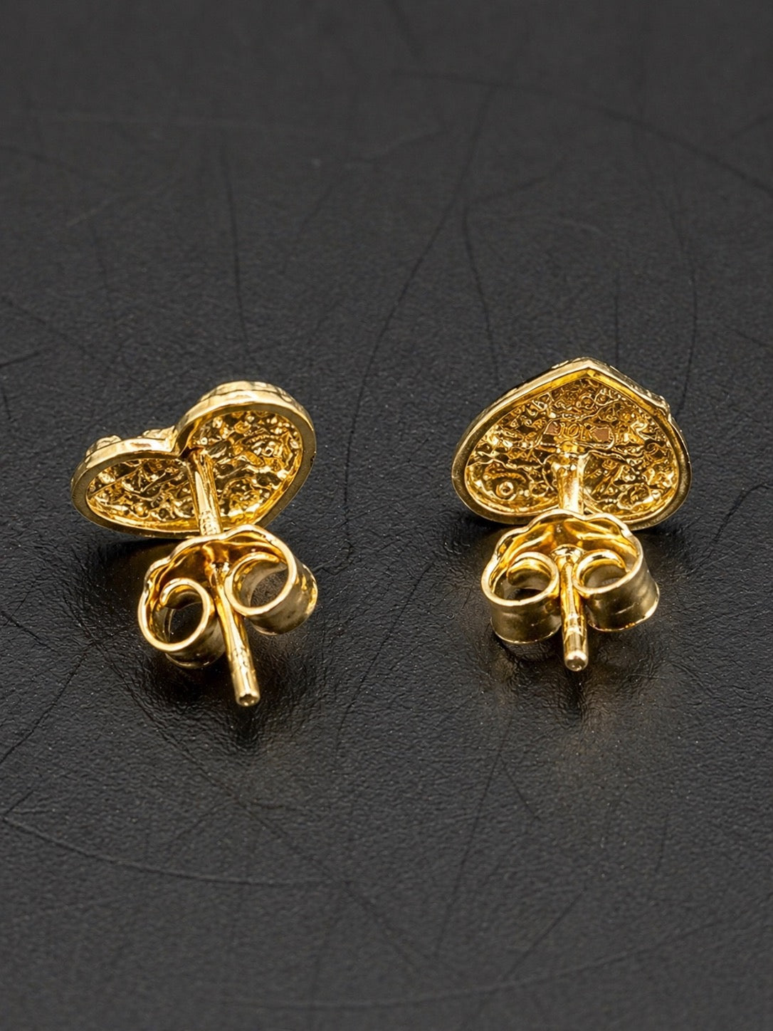 10k Gold Small Heart Nugget Earrings