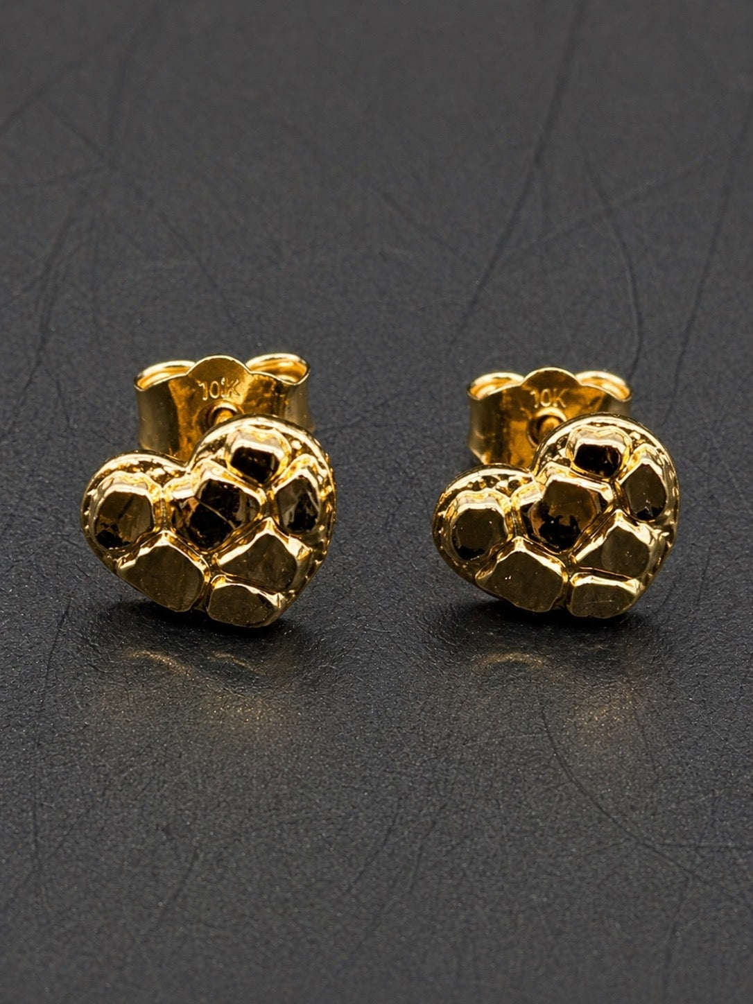 10k Gold Small Heart Nugget Earrings