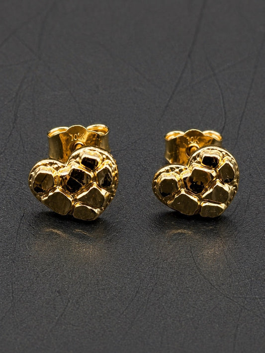 10k Gold Small Heart Nugget Earrings