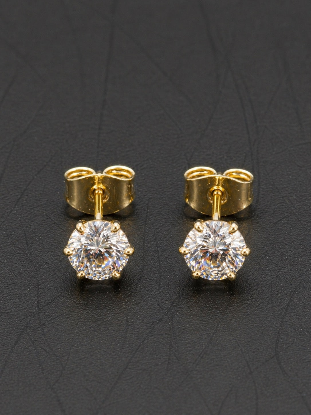 14k Gold Round CZ Studs (light) 5mm
