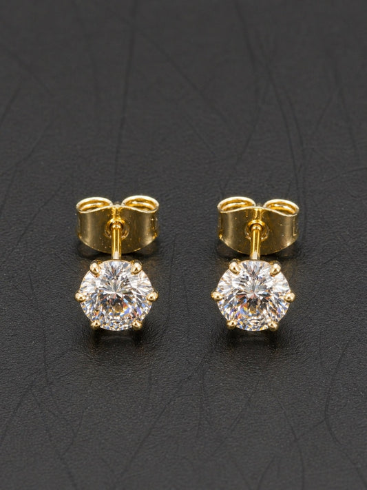 14k Gold Round CZ Studs (light) 5mm
