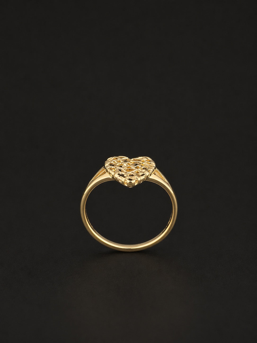 14k Gold Small Heart Nugget Ring