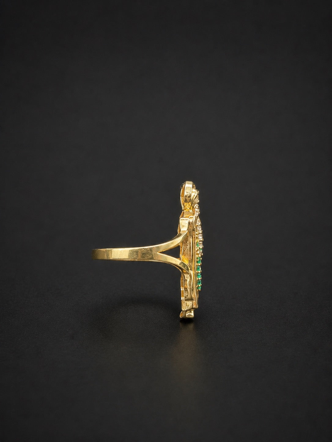 10k Gold San Judas Ring with White and Green CZ