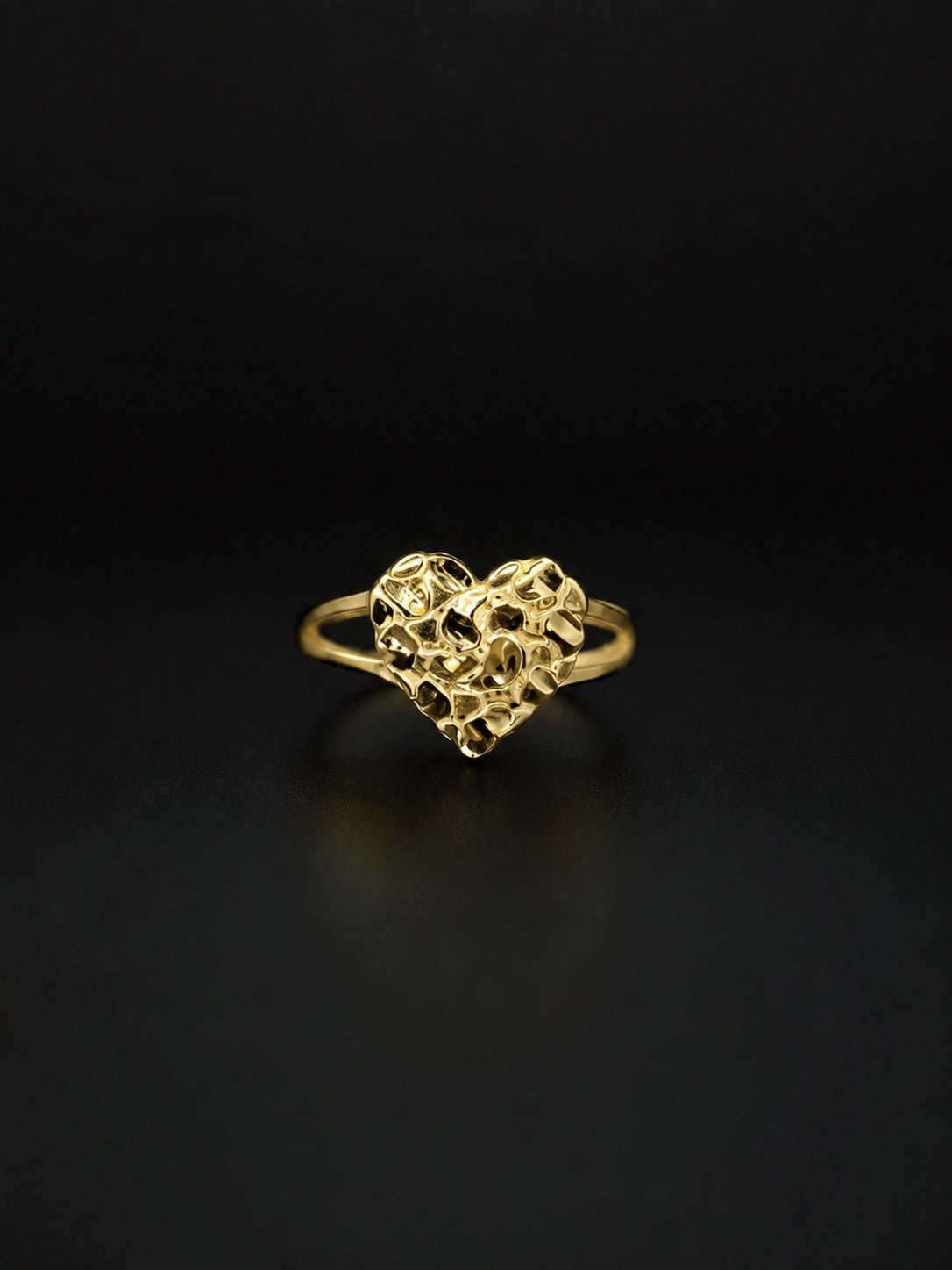 10k Gold Medium Heart Nugget RIng