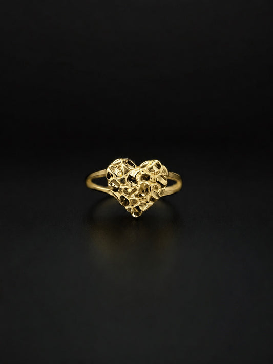10k Gold Medium Heart Nugget RIng