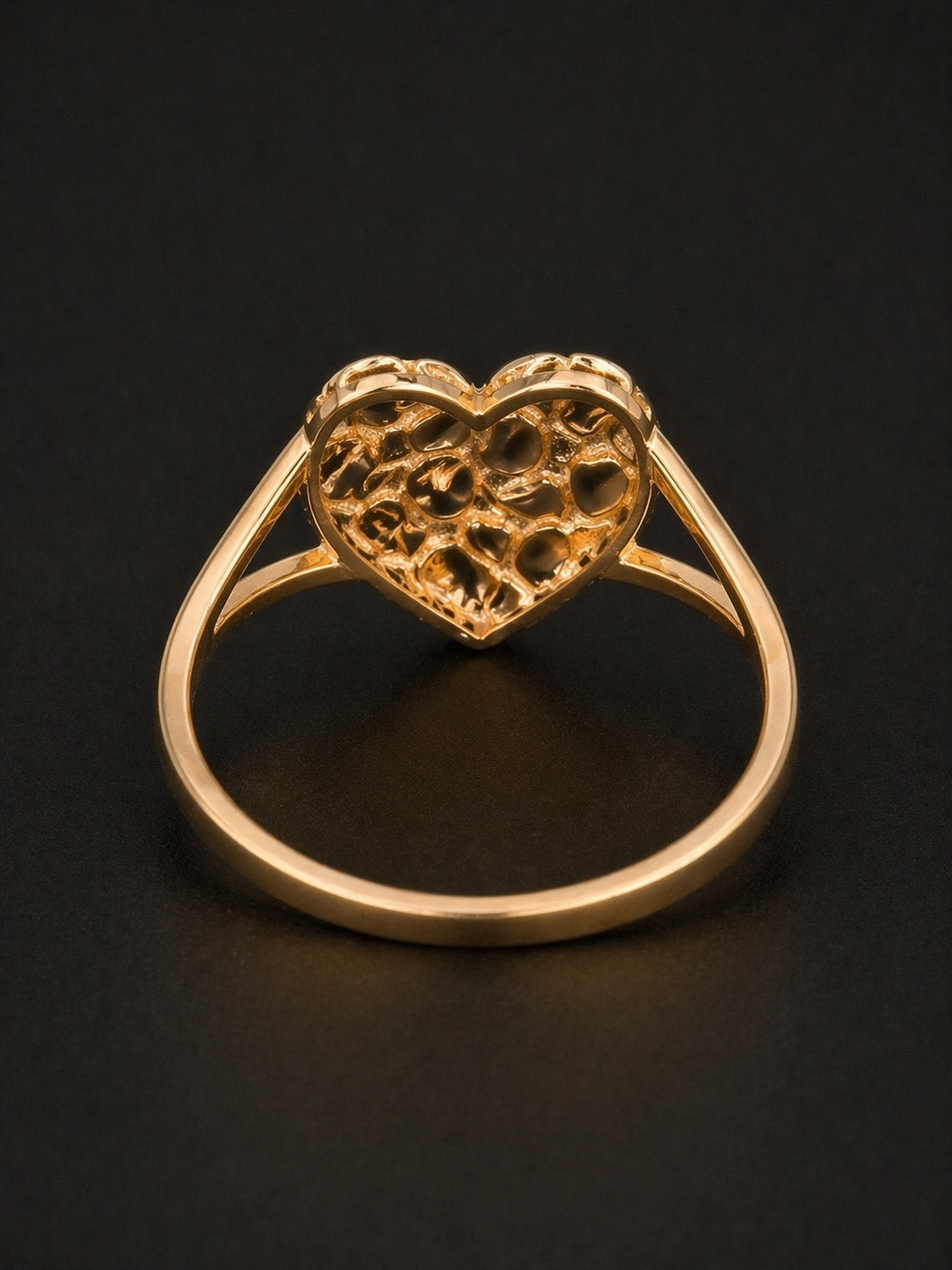 14k Gold Medium Heart Nugget Ring